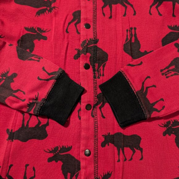 Kids Hatley little Blue House onesie union suit pajamas red moose print size 14 - Picture 6 of 13